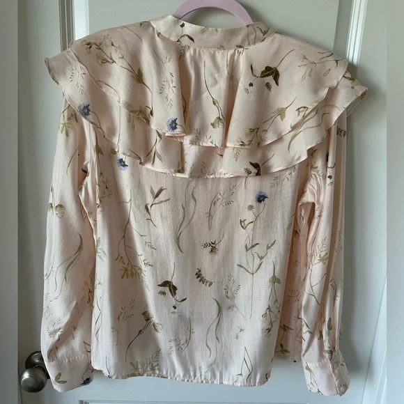 H&M Flounced Floral Peach 🍑 Ruffle Blouse. - Picture 6 of 11